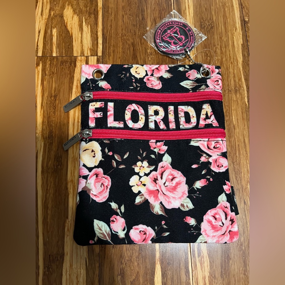 Brand new Floral Black and Pink Crossbody Bag